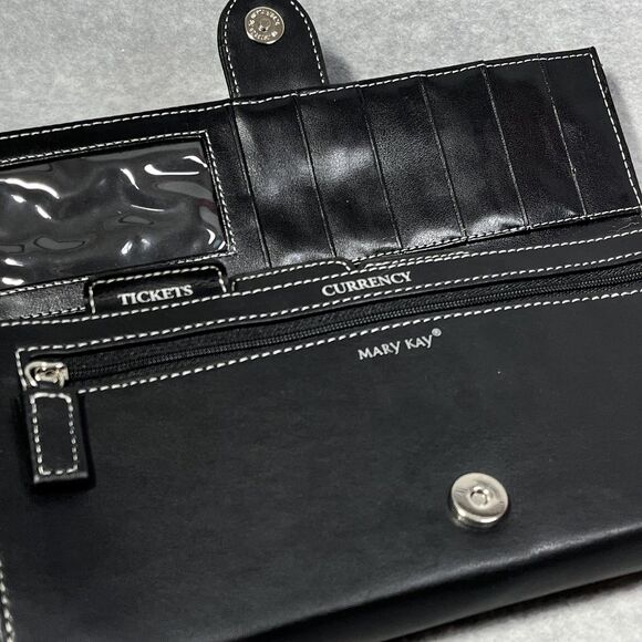 Mary Kay Consultant Travel Wallet Organizer Black Floral 3 pc Crossbody Passport - Picture 6 of 16